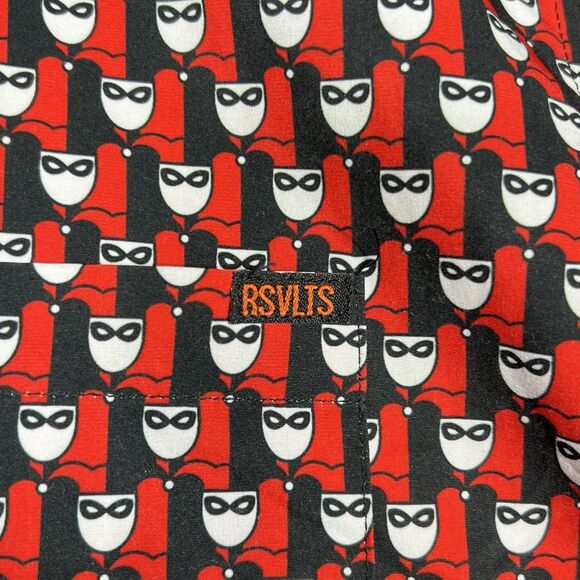 RSVLTS Harley Quinn 30 Mens XL Kunuflex Button Shirt Black Red Mosaic Mini Quinn - Picture 3 of 12